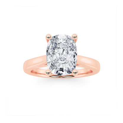2CTW Elongated Cushion Shaped Lab Grown Diamond (G/VS) Two Tone Cathedral Shank Engagement Ring in 14K Gold