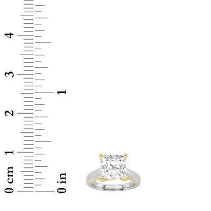 2Cttw Princess Shaped Lab Grown Diamond (G/VS) Two Tone Cathedral Shank Engagement Ring in 14K Gold
