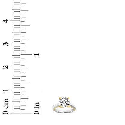 1.5CTW Round Shaped Lab Grown Diamond (F/VS) Two Tone Cathedral Shank Engagement Ring in 14K Gold
