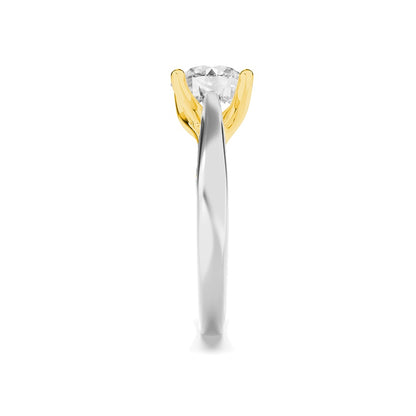 2CTW Round Shaped Lab Grown Diamond (F/VS) Cathedral Shank Engagement Ring in 14K Yellow Gold