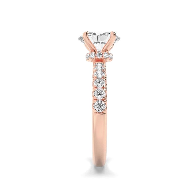 2CTW Oval Shaped Lab Grown Diamond (F/VS) Hidden Halo Accented Ring in 14K Gold