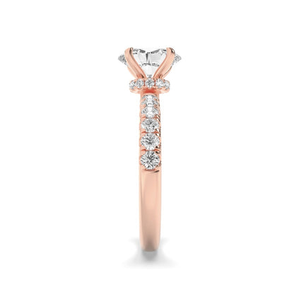 2CTW Oval Shaped Lab Grown Diamond (F/VS) Hidden Halo Accented Ring in 14K Gold