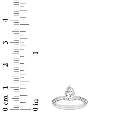 2CTW Pear Shaped Lab Grown Diamond (F/VS) Hidden Halo Accented Ring in 14K Gold