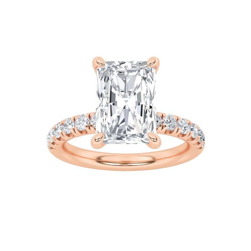 2CTW Radiant Shaped Lab Grown Diamond (F/VS) Hidden Halo Accented Ring in 14K Gold