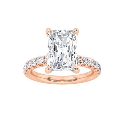 2CTW Radiant Shaped Lab Grown Diamond (F/VS) Hidden Halo Accented Ring in 14K Gold