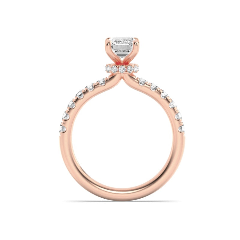 2CTW Radiant Shaped Lab Grown Diamond (F/VS) Hidden Halo Accented Ring in 14K Gold