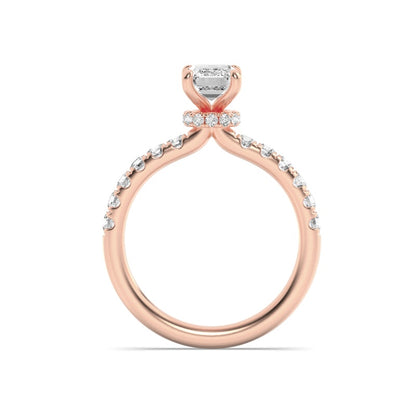 2CTW Radiant Shaped Lab Grown Diamond (F/VS) Hidden Halo Accented Ring in 14K Gold