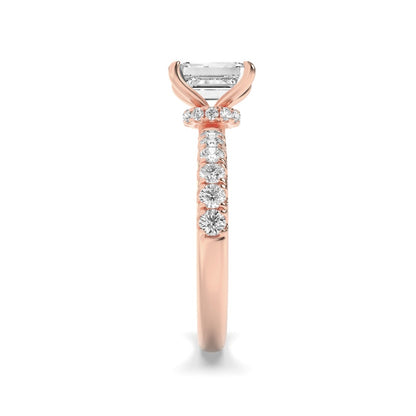 2CTW Radiant Shaped Lab Grown Diamond (F/VS) Hidden Halo Accented Ring in 14K Gold