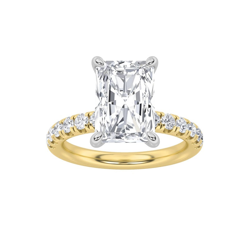 2CTW Radiant Shaped Lab Grown Diamond (F/VS) Hidden Halo Accented Ring in 14K Gold