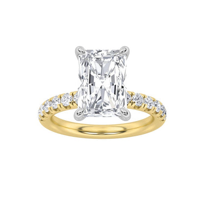 2CTW Radiant Shaped Lab Grown Diamond (F/VS) Hidden Halo Accented Ring in 14K Gold