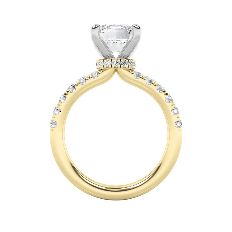 2CTW Radiant Shaped Lab Grown Diamond (F/VS) Hidden Halo Accented Ring in 14K Gold