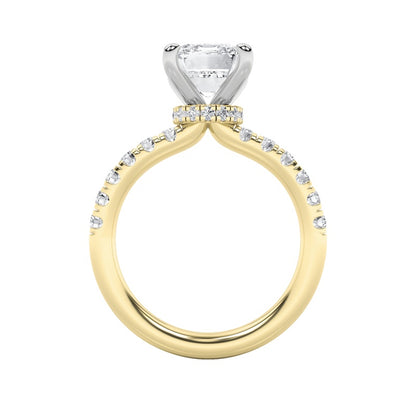 2CTW Radiant Shaped Lab Grown Diamond (F/VS) Hidden Halo Accented Ring in 14K Gold