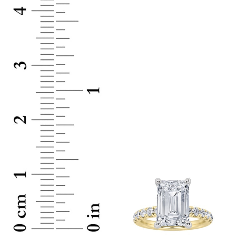 2CTW Radiant Shaped Lab Grown Diamond (F/VS) Hidden Halo Accented Ring in 14K Gold