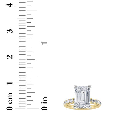 2CTW Radiant Shaped Lab Grown Diamond (F/VS) Hidden Halo Accented Ring in 14K Gold