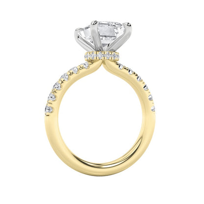 2CTW Radiant Shaped Lab Grown Diamond (F/VS) Hidden Halo Accented Ring in 14K Gold