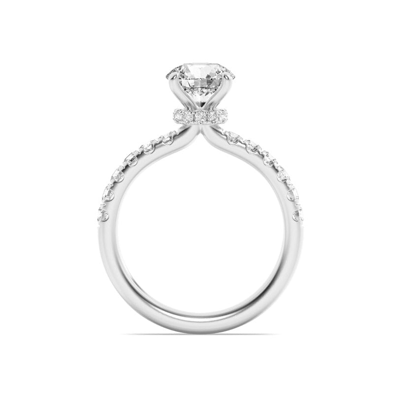 2.5CTW Round Shaped Lab Grown Diamond (F/VS) Hidden Halo Accented Ring in 14K Gold