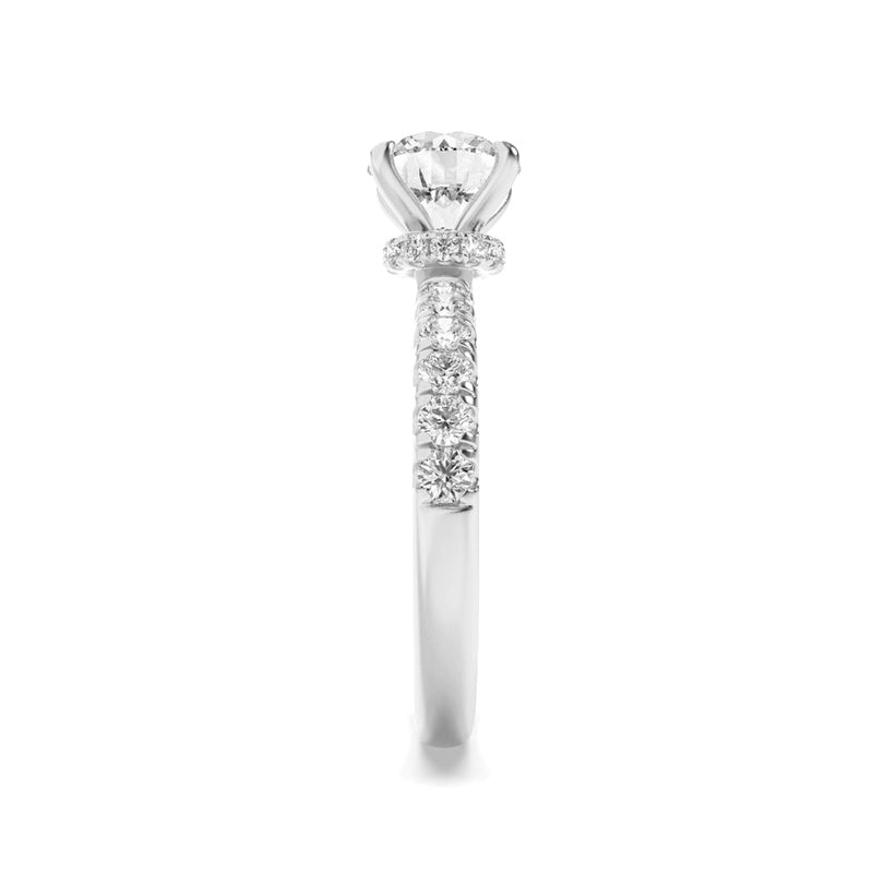 2.5CTW Round Shaped Lab Grown Diamond (F/VS) Hidden Halo Accented Ring in 14K Gold