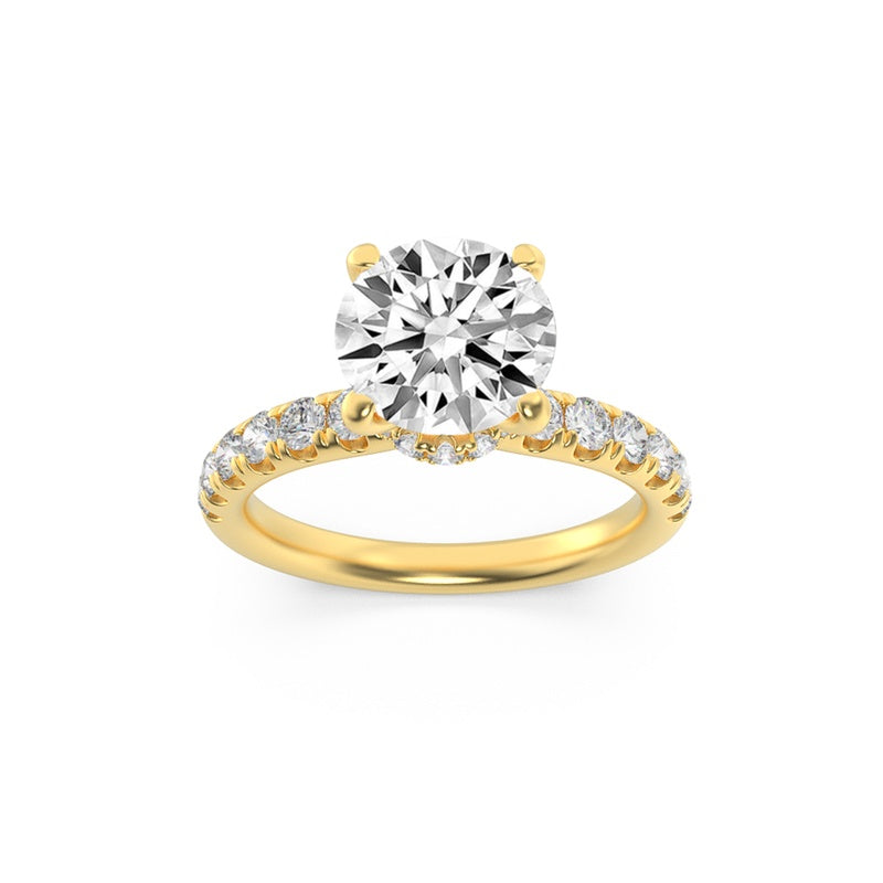 2.5CTW Round Shaped Lab Grown Diamond (F/VS) Hidden Halo Accented Ring in 14K Gold
