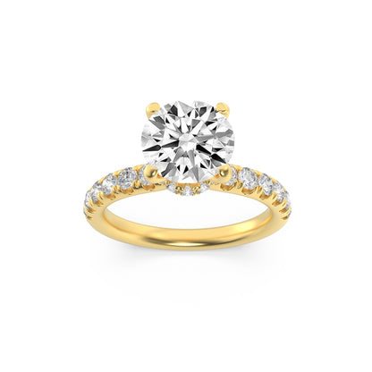 2.5CTW Round Shaped Lab Grown Diamond (F/VS) Hidden Halo Accented Ring in 14K Gold