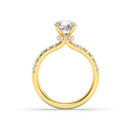 2.5CTW Round Shaped Lab Grown Diamond (F/VS) Hidden Halo Accented Ring in 14K Gold