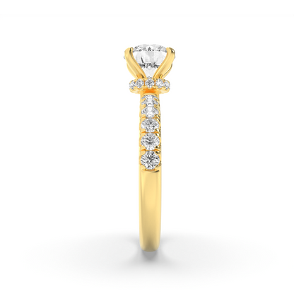 2.5CTW Round Shaped Lab Grown Diamond (F/VS) Hidden Halo Accented Ring in 14K Gold