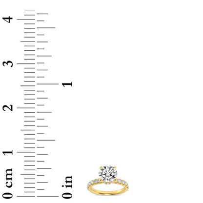 2.5CTW Round Shaped Lab Grown Diamond (F/VS) Hidden Halo Accented Ring in 14K Gold
