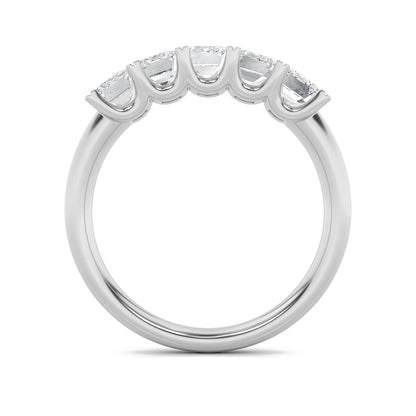 2CTW Emerald Shaped Lab Grown Diamond (F/VS) Five Stone Band Ring in 14K Gold