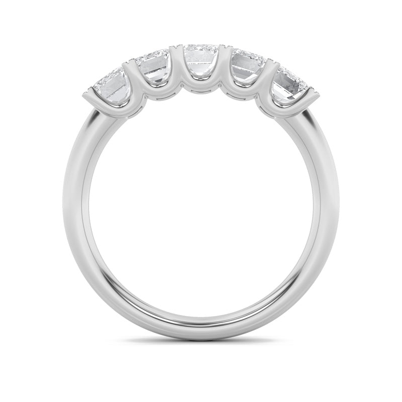 2CTW Emerald Shaped Lab Grown Diamond (F/VS) Five Stone Band Ring in 14K Gold
