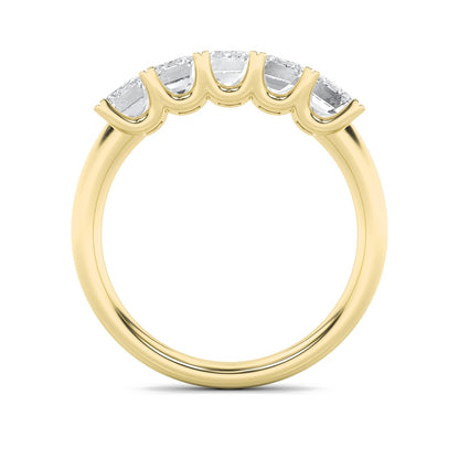 2CTW Emerald Shaped Lab Grown Diamond (F/VS) Five Stone Band Ring in 14K Gold