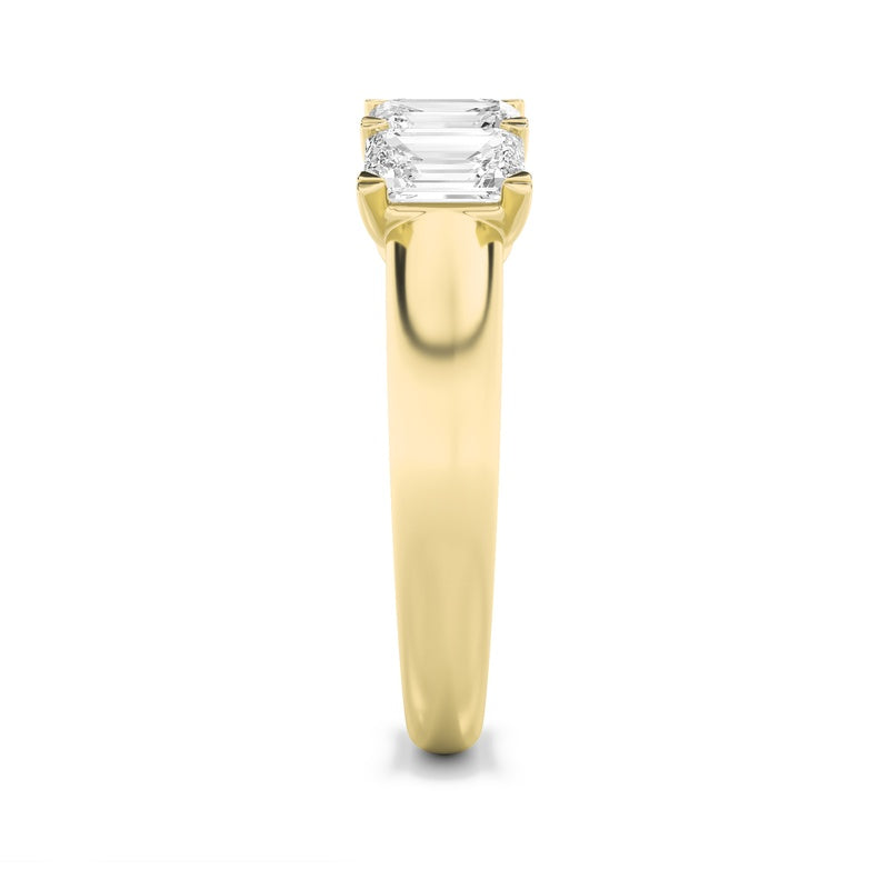 2CTW Emerald Shaped Lab Grown Diamond (F/VS) Five Stone Band Ring in 14K Gold