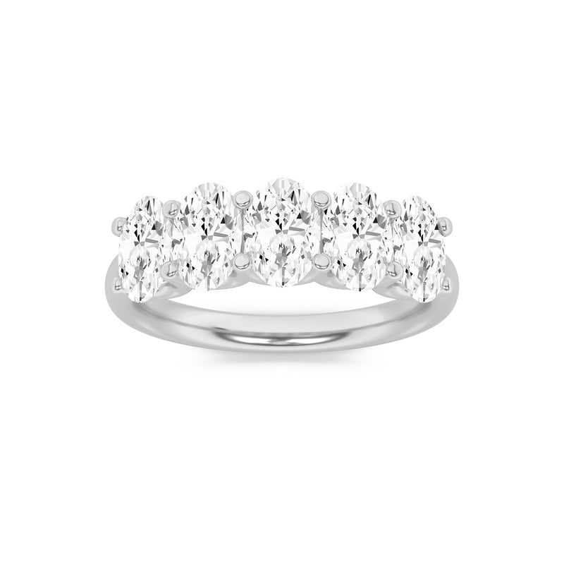 2CTW Oval Shaped Lab Grown Diamond (F/VS) Five Stone Band Ring in 14K Gold