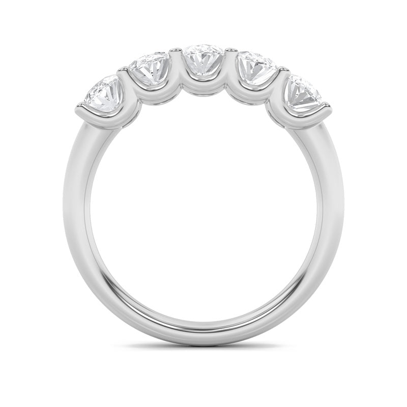 2CTW Oval Shaped Lab Grown Diamond (F/VS) Five Stone Band Ring in 14K Gold