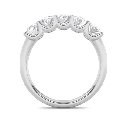 2CTW Oval Shaped Lab Grown Diamond (F/VS) Five Stone Band Ring in 14K Gold