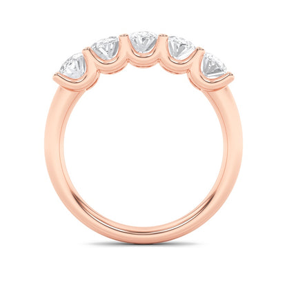 2CTW Oval Shaped Lab Grown Diamond (F/VS) Five Stone Band Ring in 14K Gold