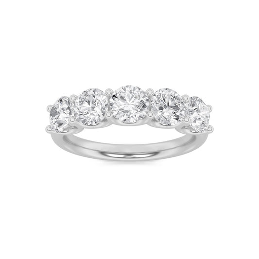 2CTW Round Shaped Lab Grown Diamond (F/VS) Five Stone Band Ring in 14K Gold