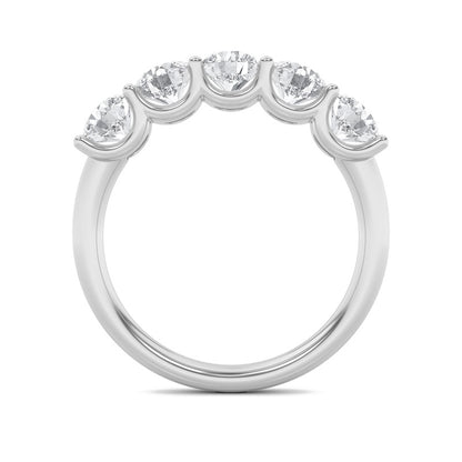 2CTW Round Shaped Lab Grown Diamond (F/VS) Five Stone Band Ring in 14K Gold