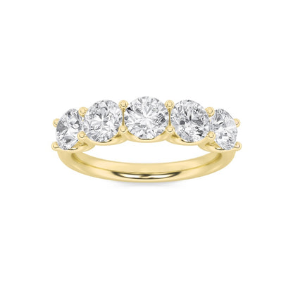 2CTW Round Shaped Lab Grown Diamond (F/VS) Five Stone Band Ring in 14K Gold