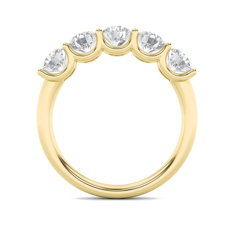 2CTW Round Shaped Lab Grown Diamond (F/VS) Five Stone Band Ring in 14K Gold