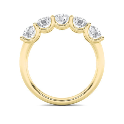 2CTW Round Shaped Lab Grown Diamond (F/VS) Five Stone Band Ring in 14K Gold
