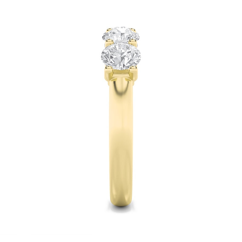 2CTW Round Shaped Lab Grown Diamond (F/VS) Five Stone Band Ring in 14K Gold