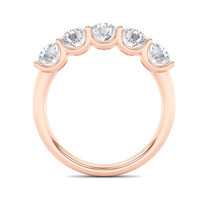 2CTW Round Shaped Lab Grown Diamond (F/VS) Five Stone Band Ring in 14K Gold