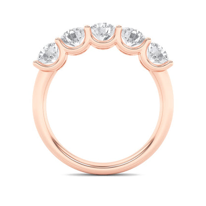 2CTW Round Shaped Lab Grown Diamond (F/VS) Five Stone Band Ring in 14K Gold