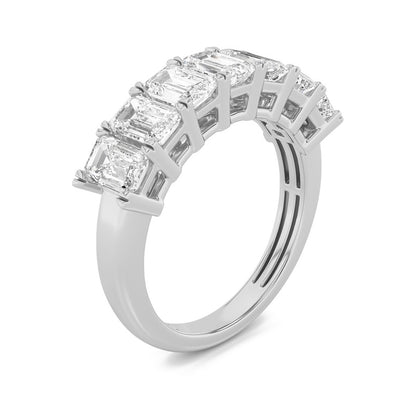 3CTW Emerald Shaped Lab Grown Diamond (F/VS) Seven Stone Band Ring in 14K Gold