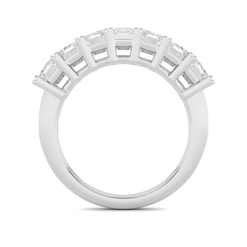 3CTW Emerald Shaped Lab Grown Diamond (F/VS) Seven Stone Band Ring in 14K Gold