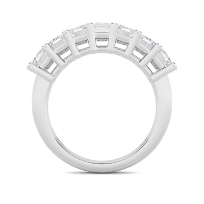 3CTW Emerald Shaped Lab Grown Diamond (F/VS) Seven Stone Band Ring in 14K Gold
