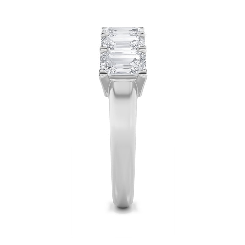 3CTW Emerald Shaped Lab Grown Diamond (F/VS) Seven Stone Band Ring in 14K Gold