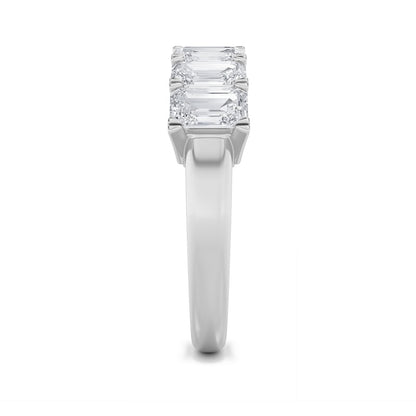 3CTW Emerald Shaped Lab Grown Diamond (F/VS) Seven Stone Band Ring in 14K Gold