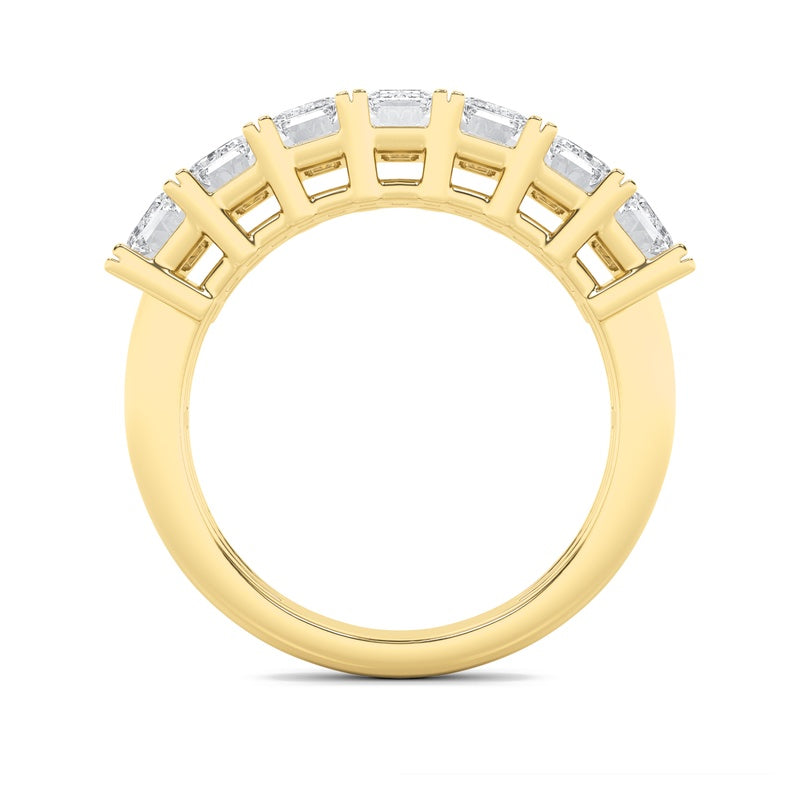 3CTW Emerald Shaped Lab Grown Diamond (F/VS) Seven Stone Band Ring in 14K Gold