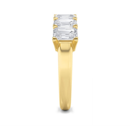 3CTW Emerald Shaped Lab Grown Diamond (F/VS) Seven Stone Band Ring in 14K Gold