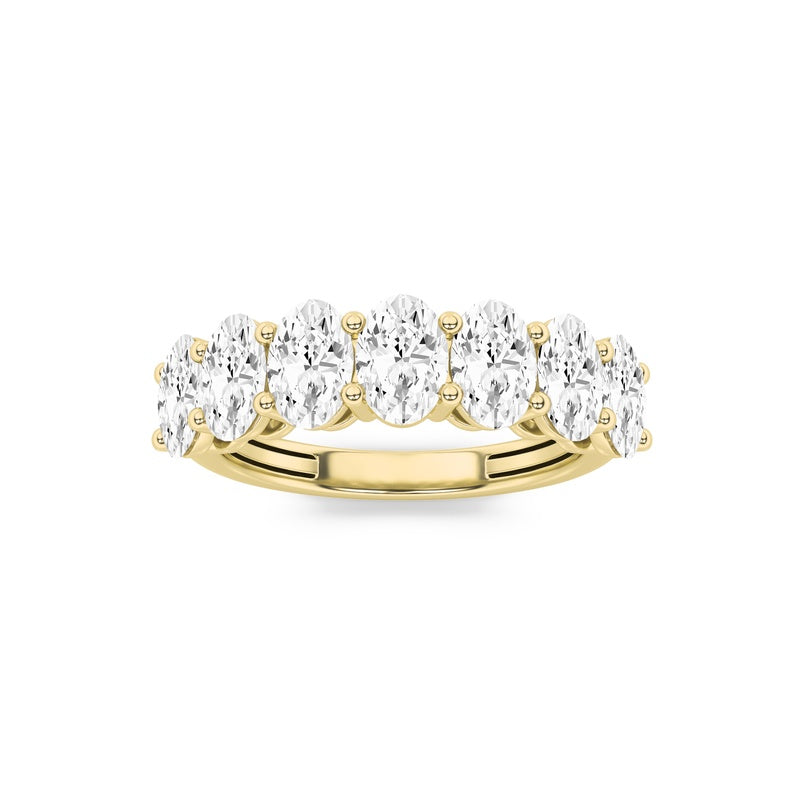 2CTW Oval Shaped Lab Grown Diamond (F/VS) Seven Stone Band Ring in 14K Gold